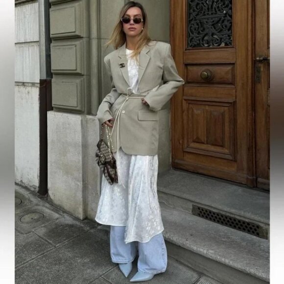 ZARA REAL LEATHER HEELED SLINGBACK KITTEN HEEL LEATHER SHOE - Picture 7 of 11